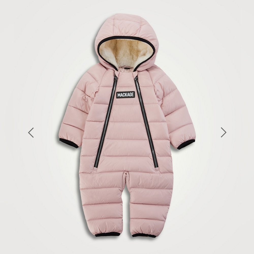 Mackage Light Pink Hooded Puffer Snowsuit
